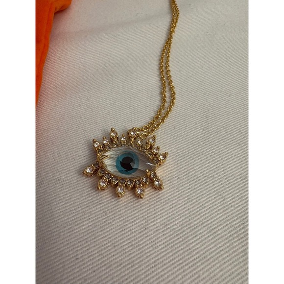 Kurt Geiger evil eye crystal pendant necklace new with tags blue gold tone - Picture 2 of 11